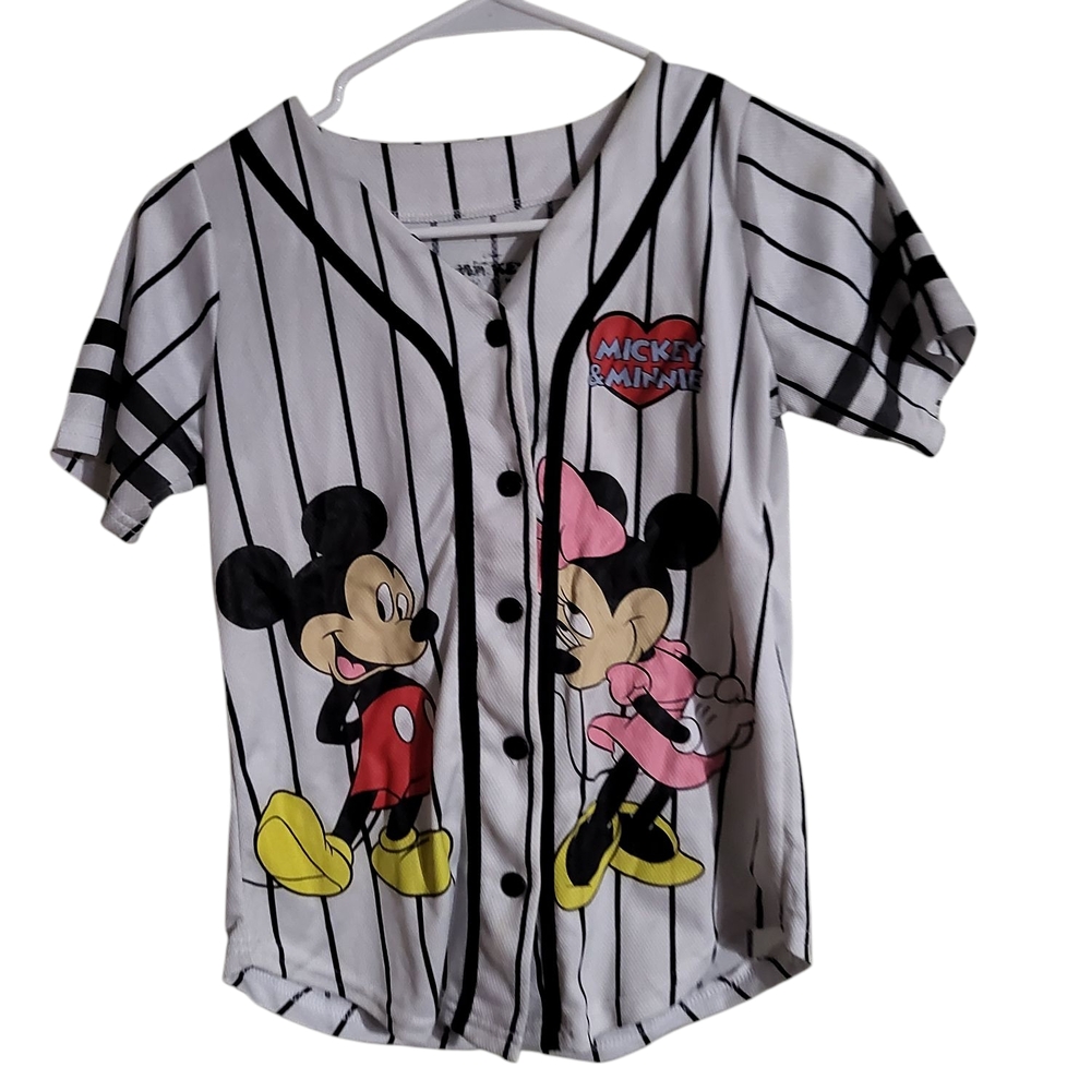 Mickey & Minnie Striped Kids Shirt - Black and White